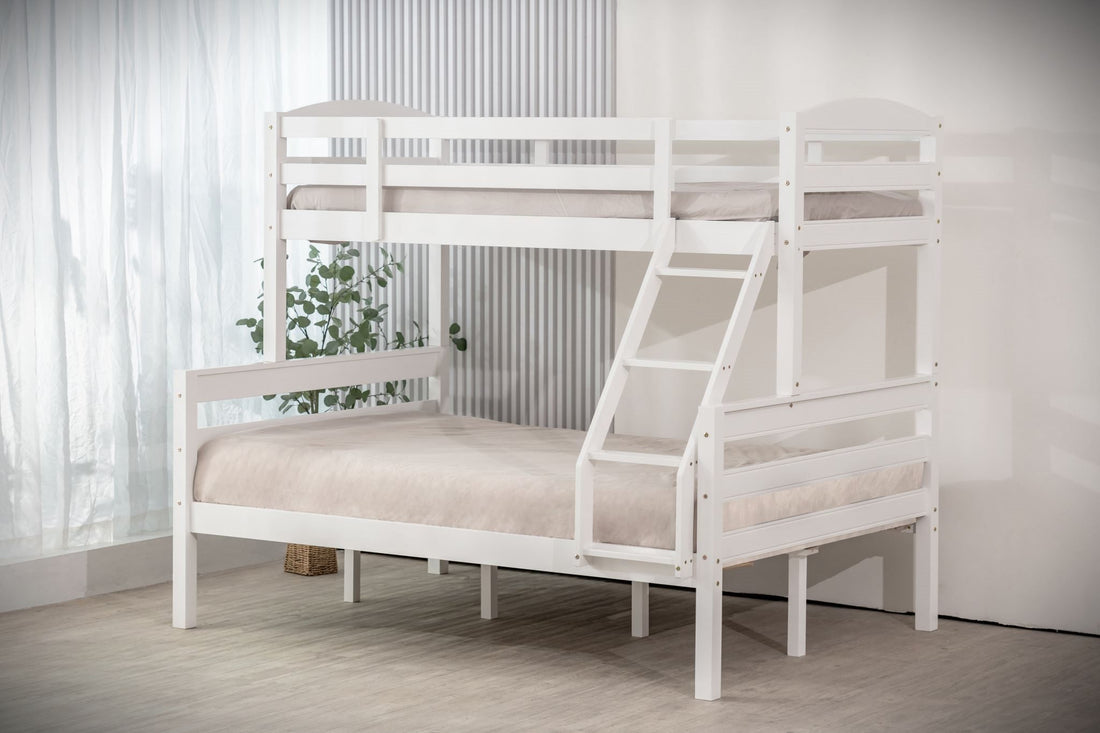 Snow Single + Double Bunk Bed White with 2 drawers