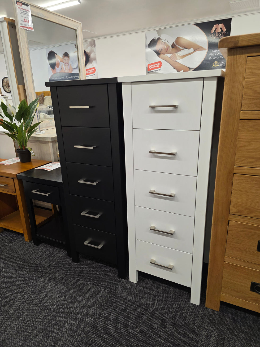Gina 5 Drawer Slimboy (White)