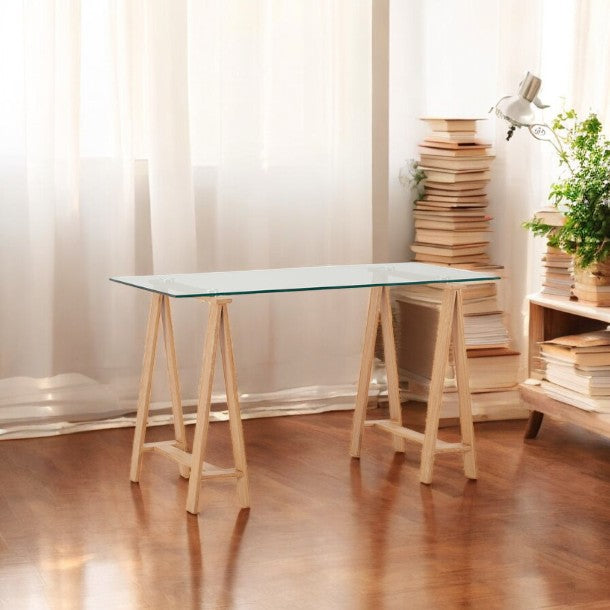 Glass Top Metal Base Desk