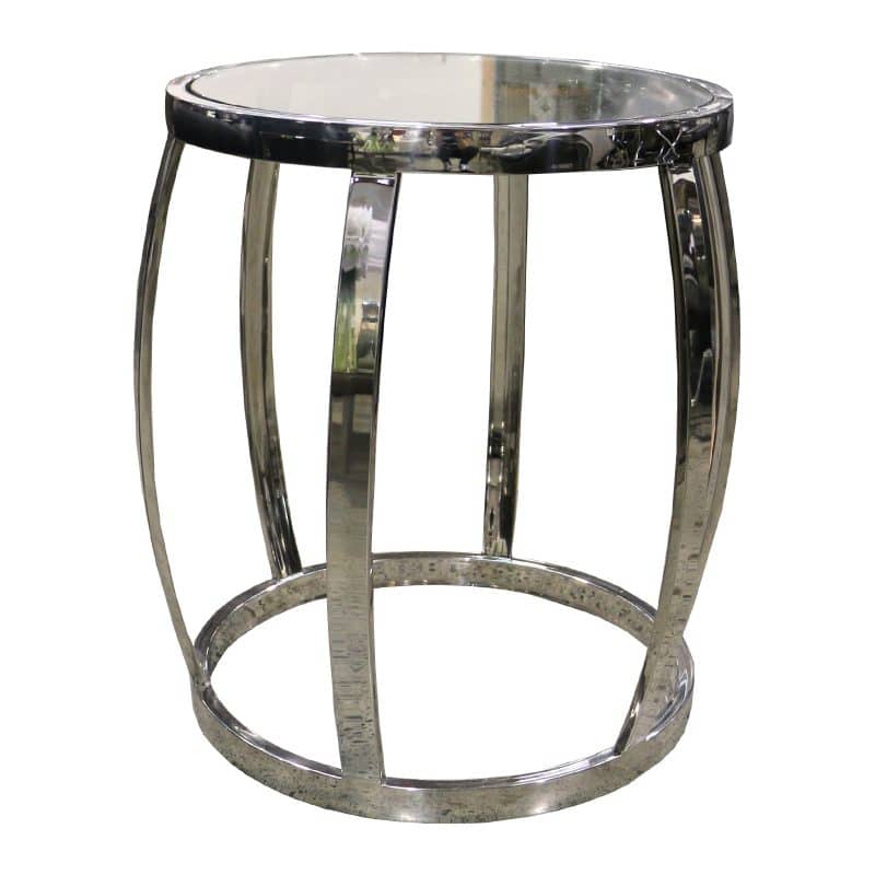Drum Side Table Polished+Clear