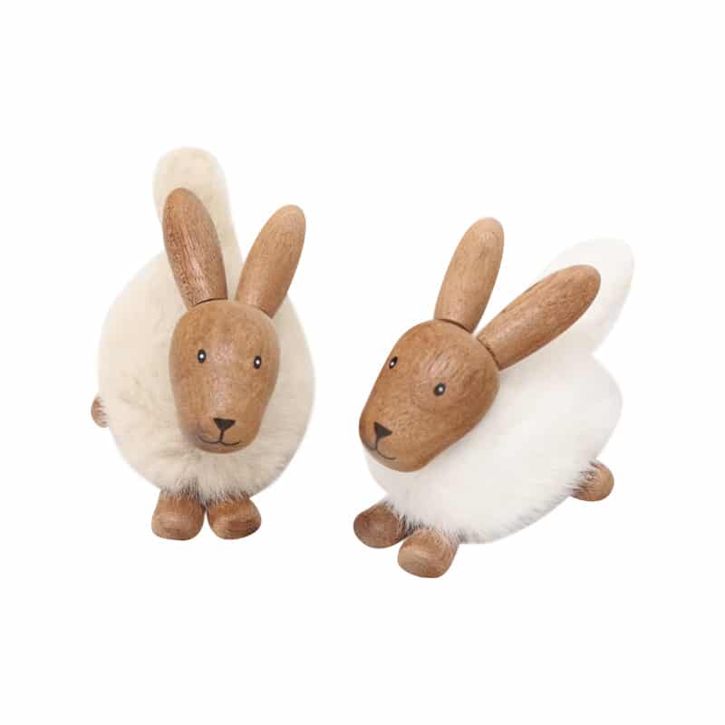 Stockholm Wooden Fluffy Bunnies Lying 13x7cm