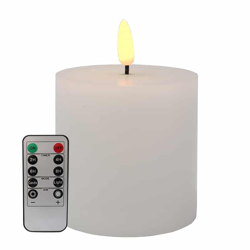LED Battery Pillar Candle D75×75 – Remote