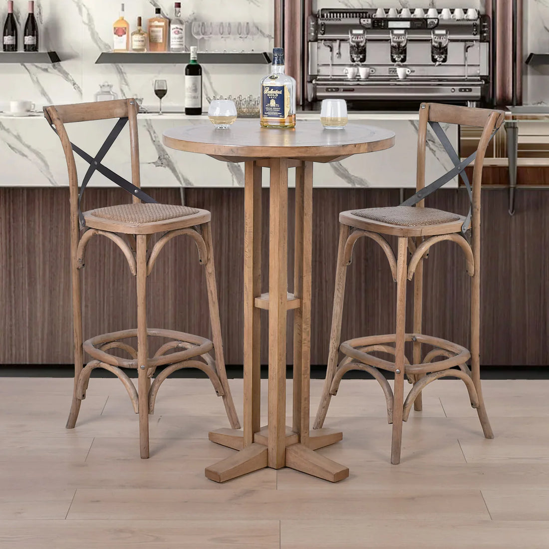 Cross Back Barstool - Antique Oak Natural (CF8051)