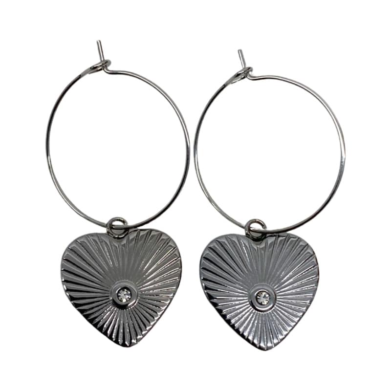 Stainless Steel Heart Hoop Earrings