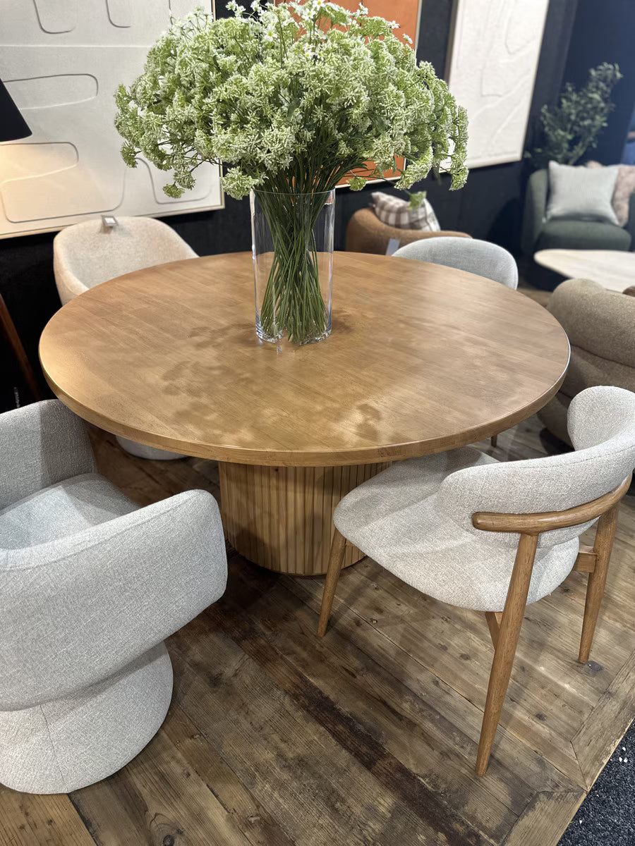 PLYMOUTH ROUND DINING TABLE - RUBBERWOOD SOLID TABLE (MY3281)