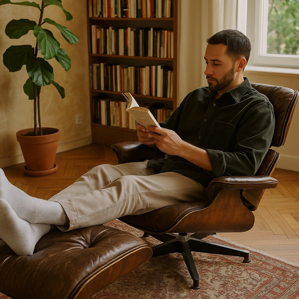 Eames Chair and Footstool Vintage Cigar