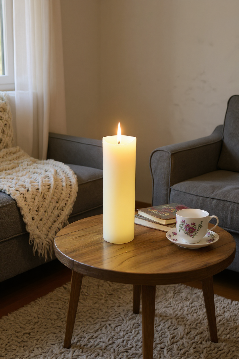 Silhouette LED Wax Candle, Ivory Tall(JYD10)