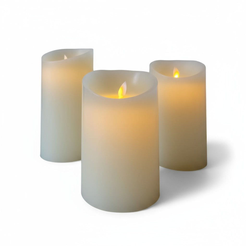 Silhouette LED Wax Candle, Ivory Wide Medium (JYD12)