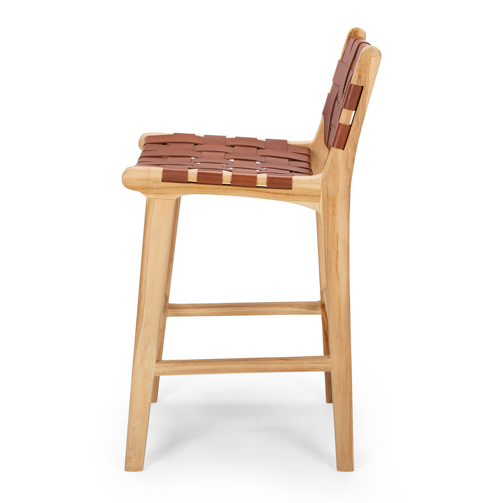 Indo Woven Highback Barstool Tan