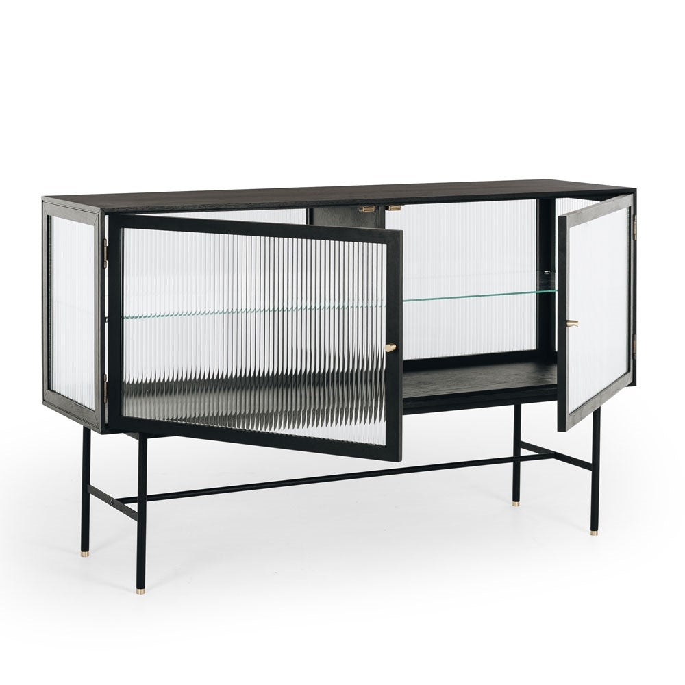 Kobe Sideboard (Black Oak) Fluted Glass