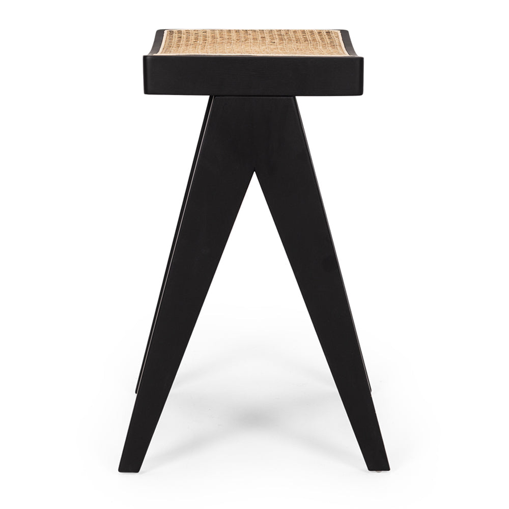 Palma Barstool Black Oak Rattan Seat