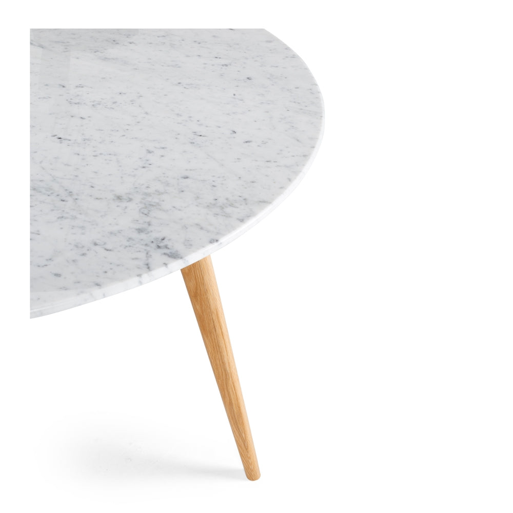 Radius 1m Marble Table Oak Leg