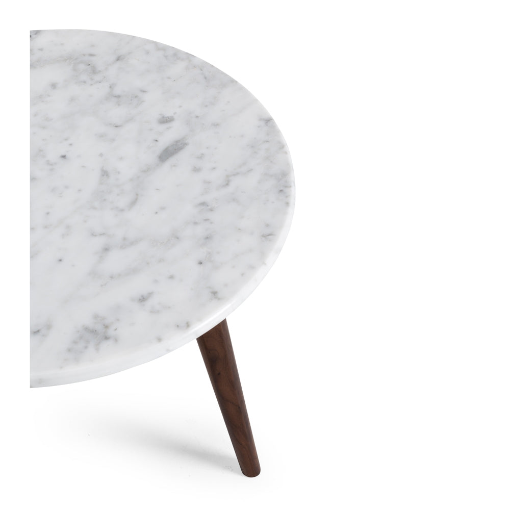 Radius Marble Side Table Walnut Legs