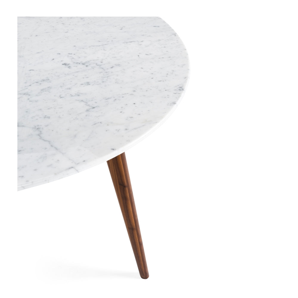 Radius 1m Marble Table Walnut Leg