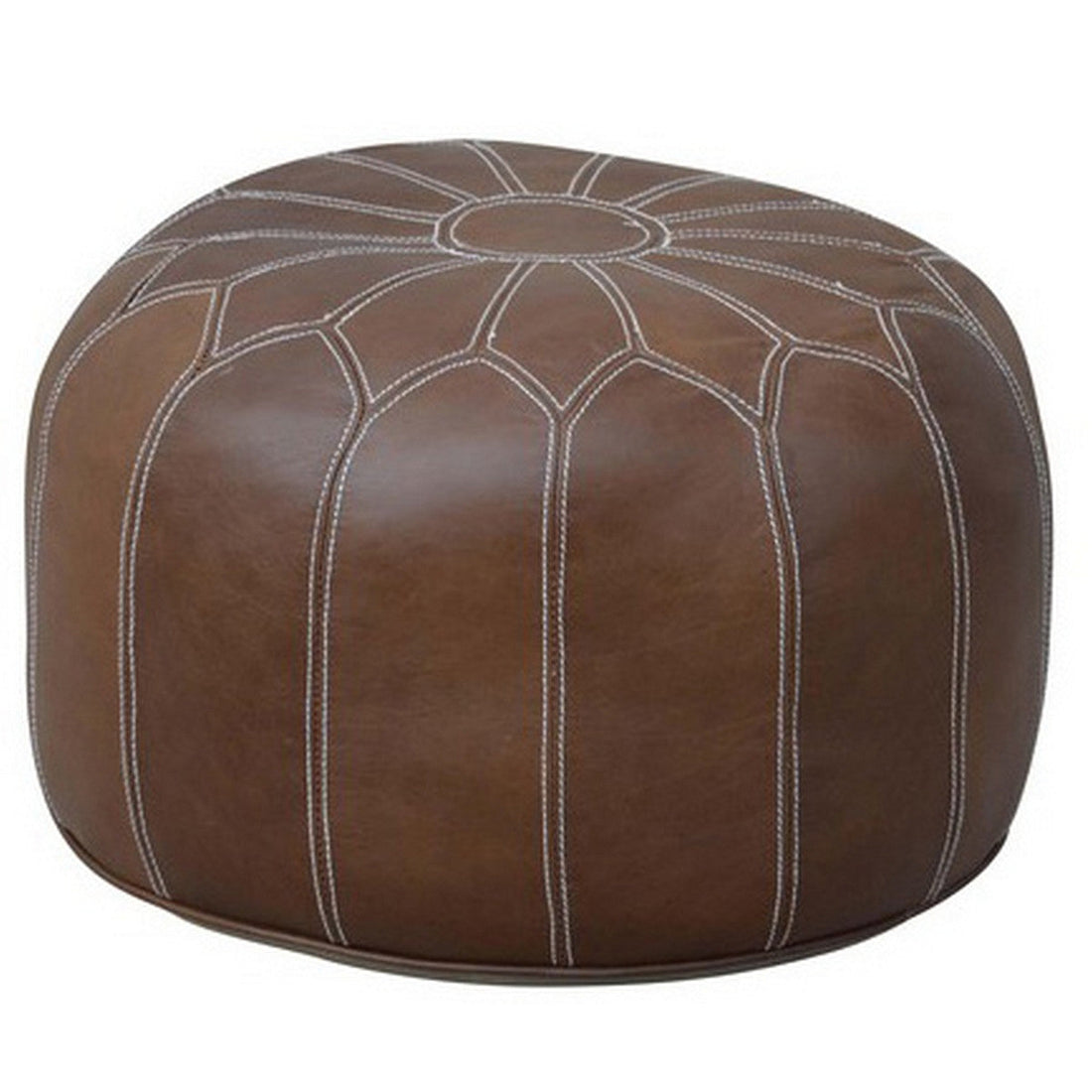 Round Leather Poof