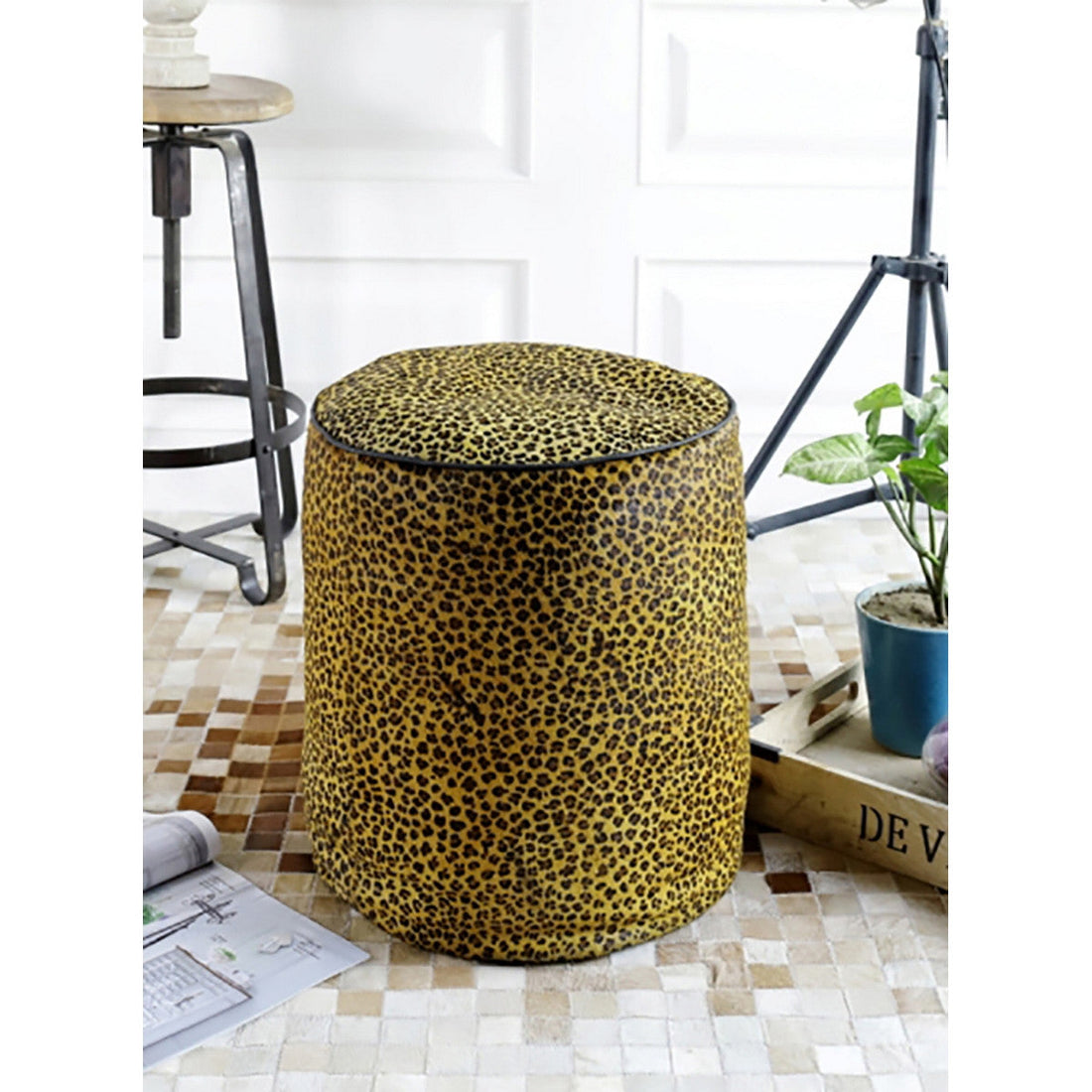 Leopard Round Ottoman