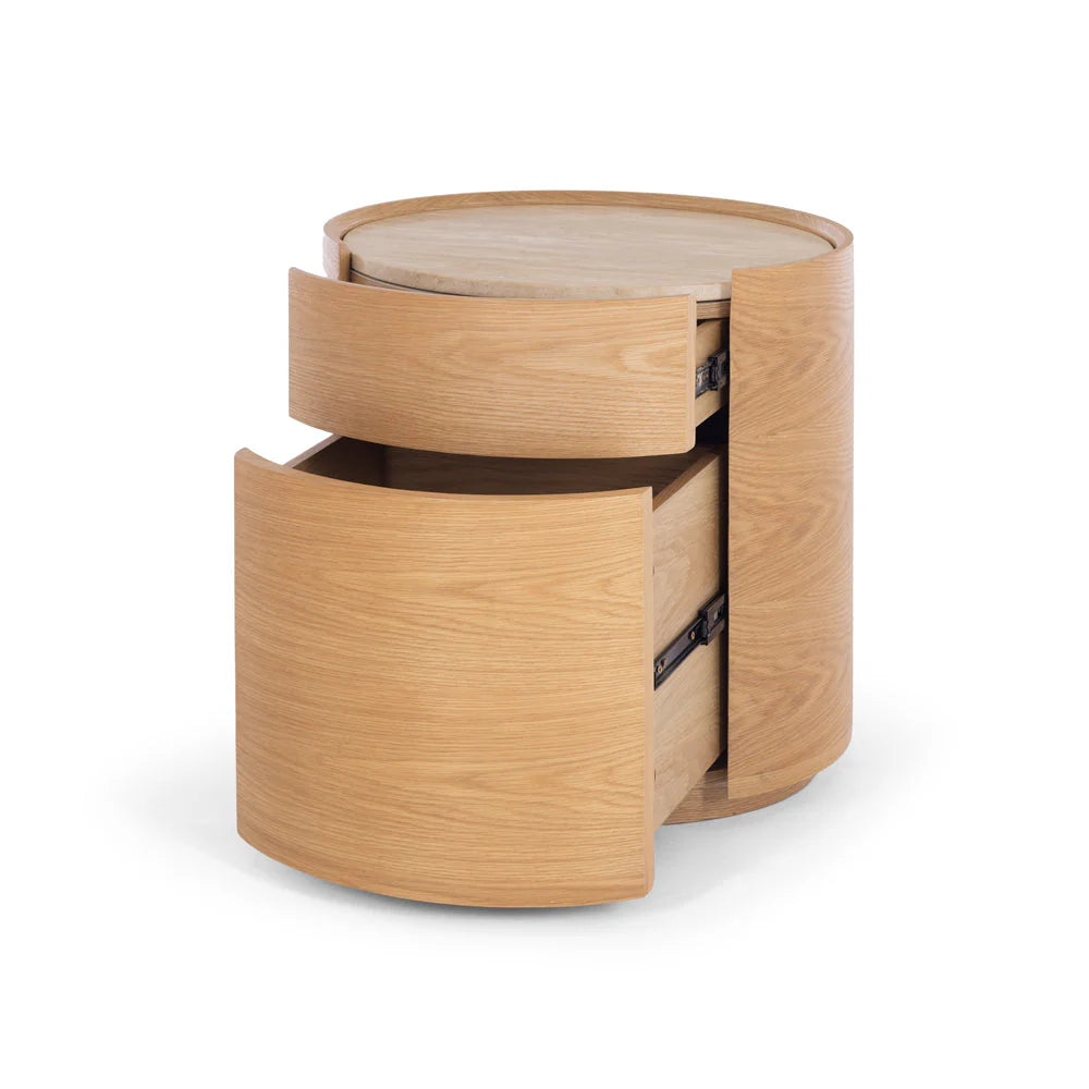 Muse Natural Oak Bedside Travertine Top