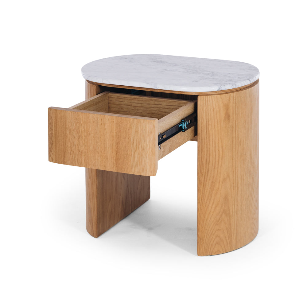 Clover 1 Drawer Bedside - Marble Top