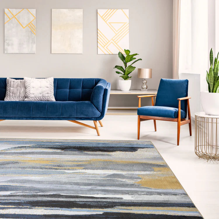 Mina Fluid Blue Multi Rug 160 x 230 cms