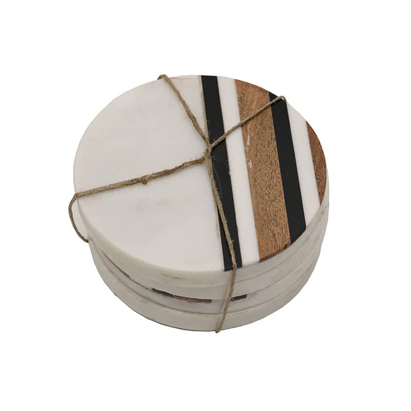 Coaster Marble s 4 Wood Inlay