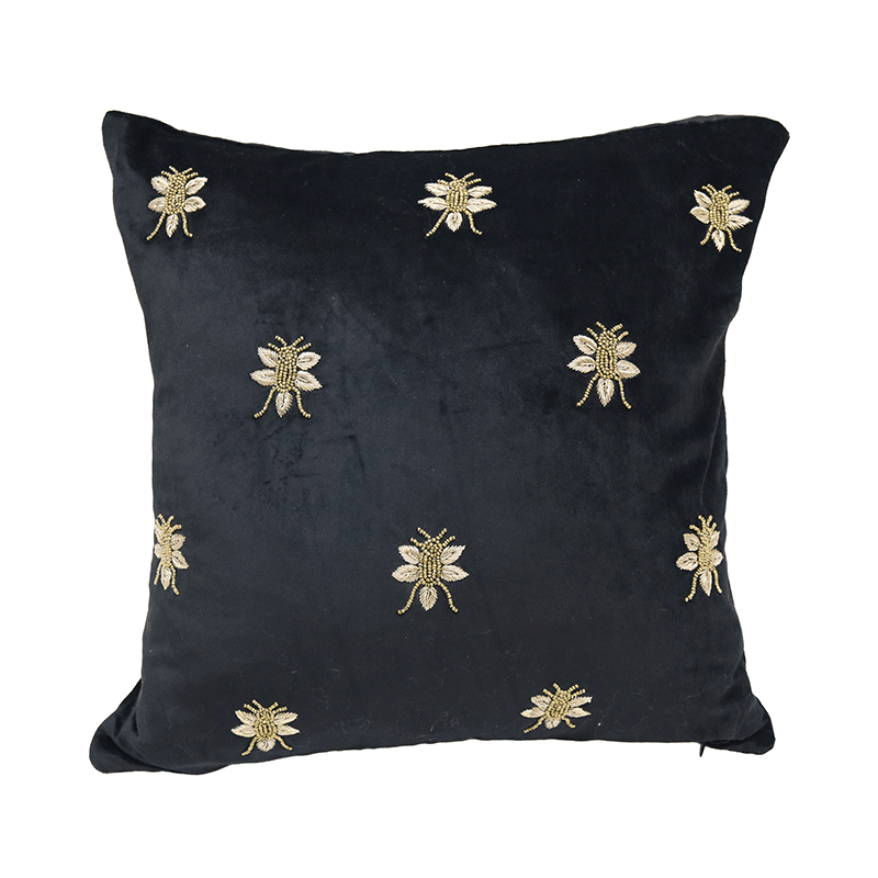 Bee Embroidered Cushion 45x45cm
