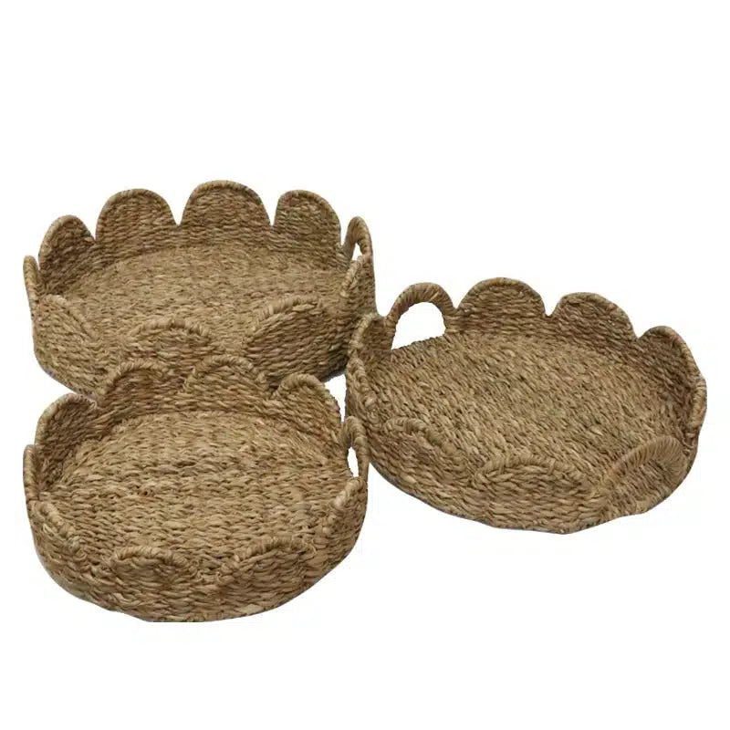 Seagrass set/3 Round Scallops Trays - Natural (BDB-BDI-119)
