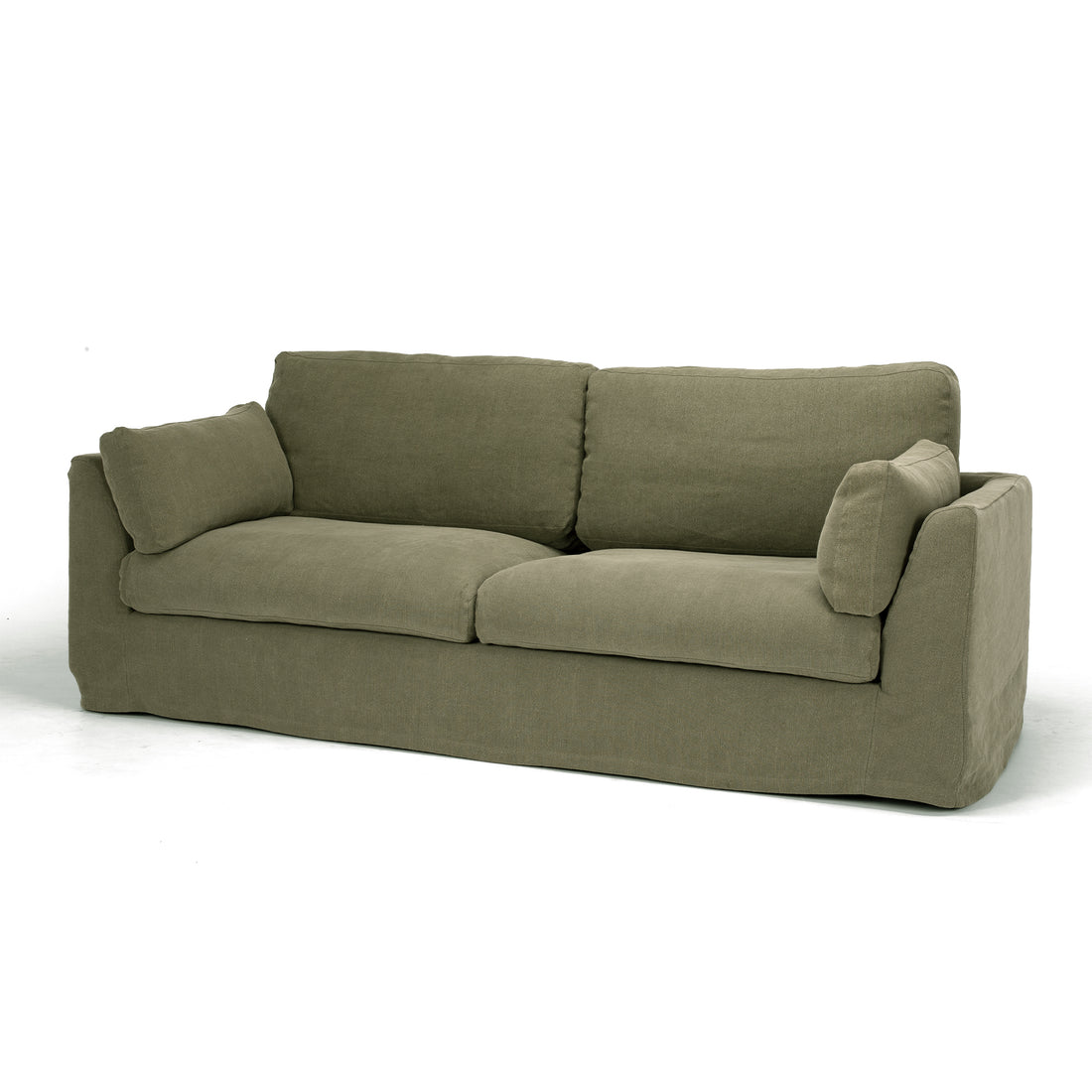 Carson Slipcover 3 Seater Sofa - Khaki