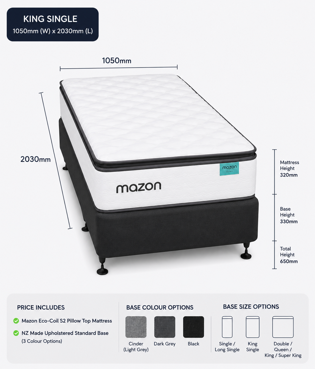 Mazon Eco-Coil S2 King Single Bed
