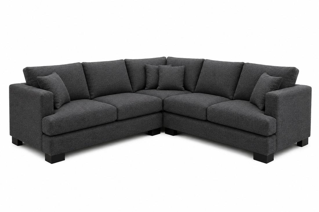Gemma Fabric Corner Suite – Charcoal (Clearance)