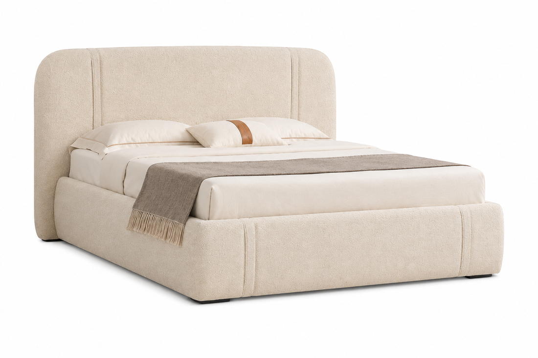 Jacob Queen bed frame - Beige & Rust (Clearance)