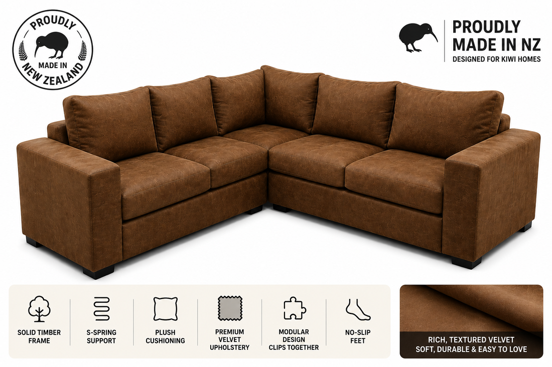 Leo 3 Seater+2 Seater Corner with Arms (NZ MADE)