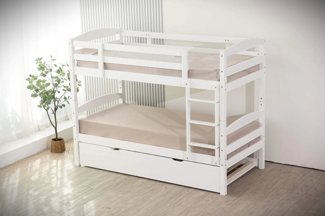 Snow Single + Single Bunk Bed with Trundle bed with 2drws