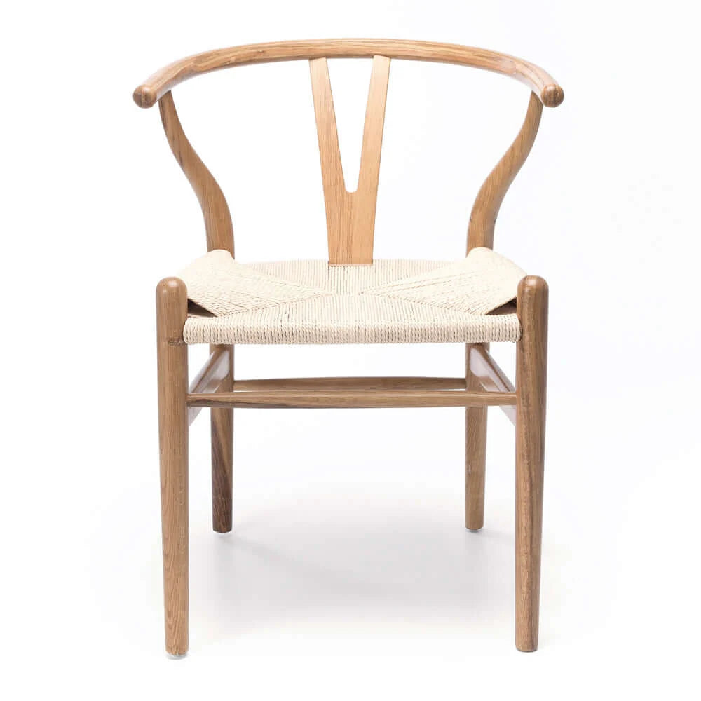 Wishbone Chair Natural Oak Black Rope Seat