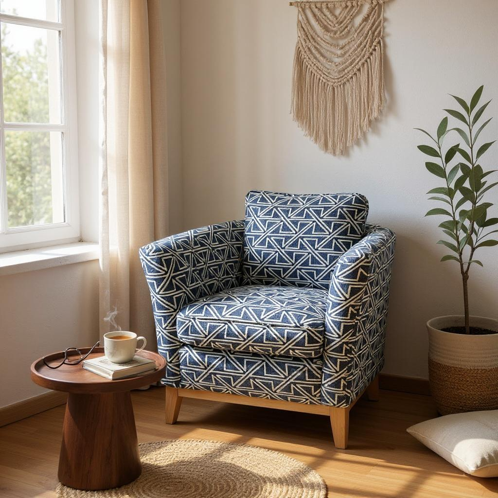 Rosa Accent Chair (Boston Denim-Reverse fabric)