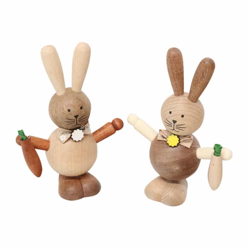 Stockholm Wooden Carrot Bunnies 11cm 2 asstd