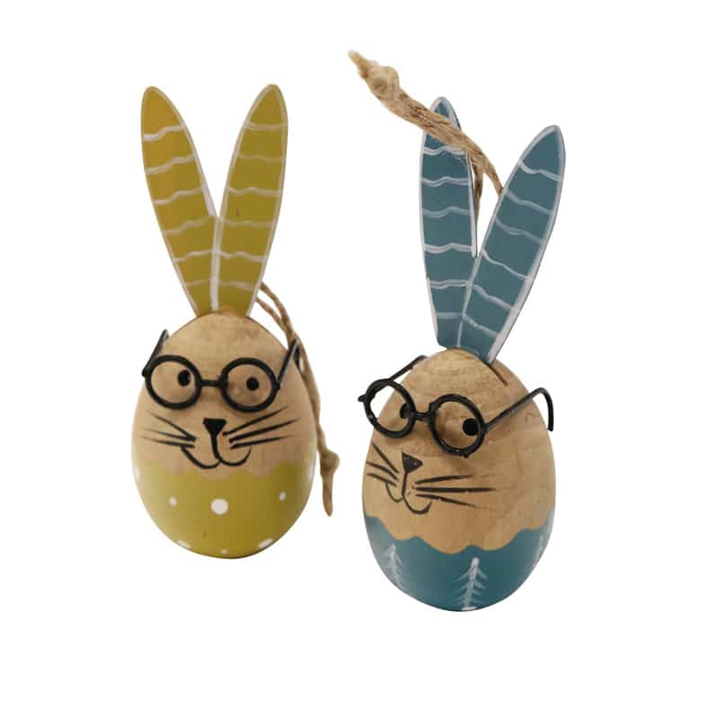 Whimsical Bunny Eggs with glasses Hanger 2 asstd