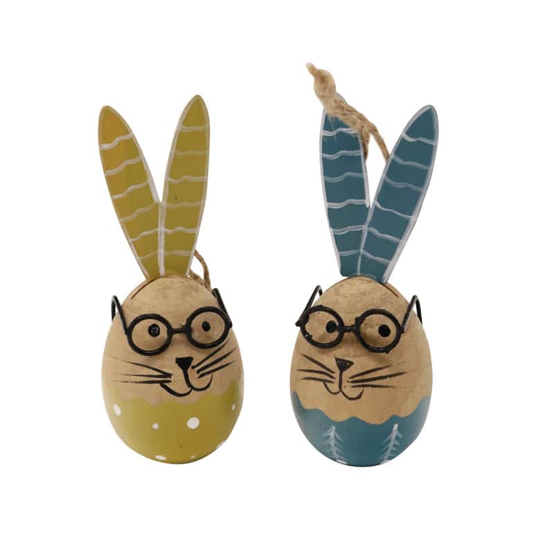 Whimsical Bunny Eggs with glasses Hanger 2 asstd