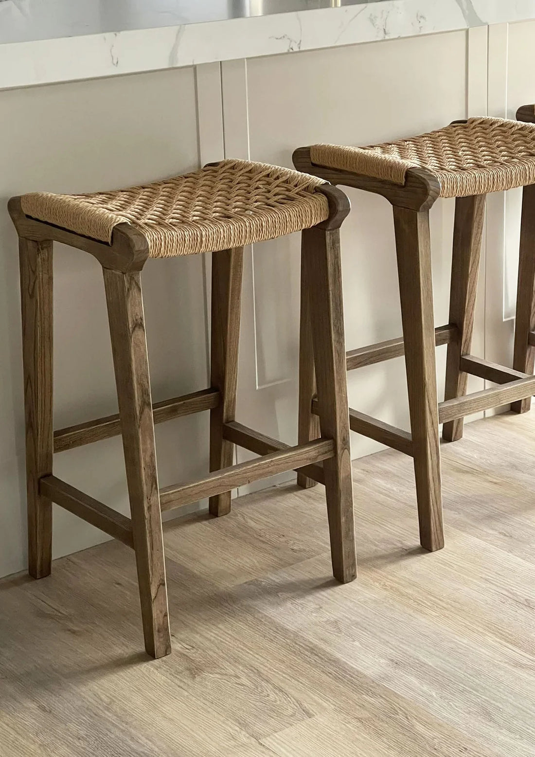 Reclaimed Oak & Rattan Barstool- Oak (CF8248)