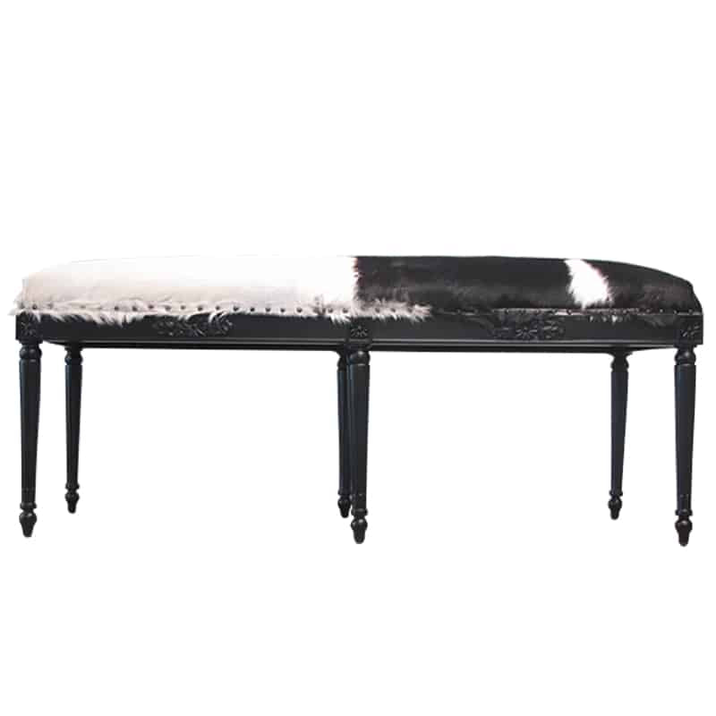 Goat Skin Double Stool Black