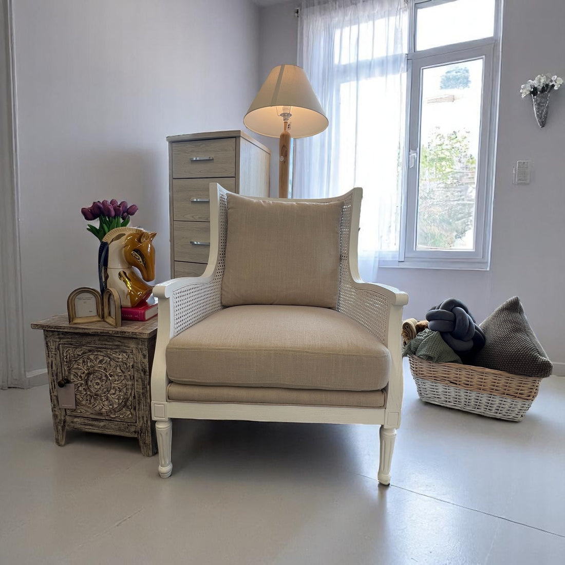 Raffles Rattan Relax Chair - Antique White