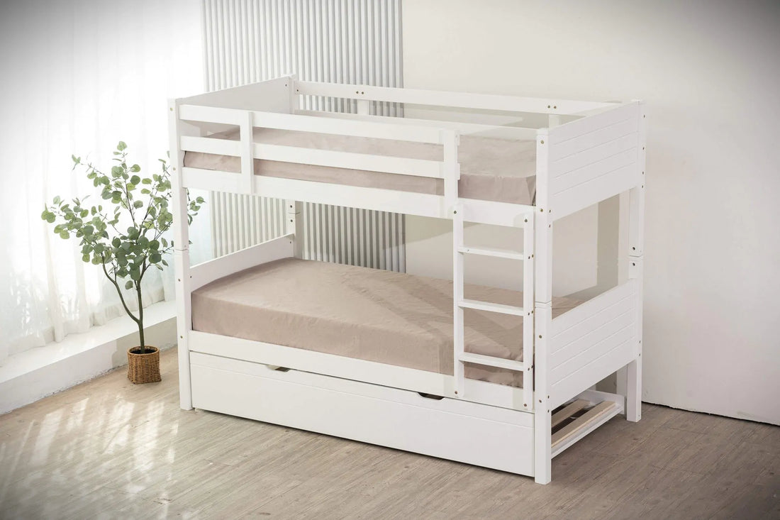 Luna King Single Bunk Bed and Trundle White