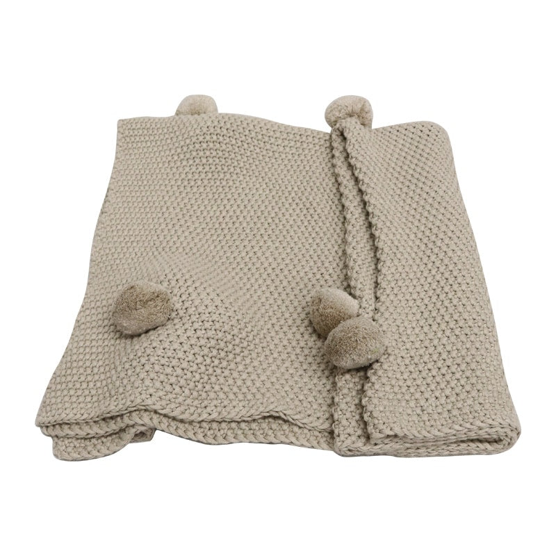 Cotton Baby Throw Pom Pom 80×100
