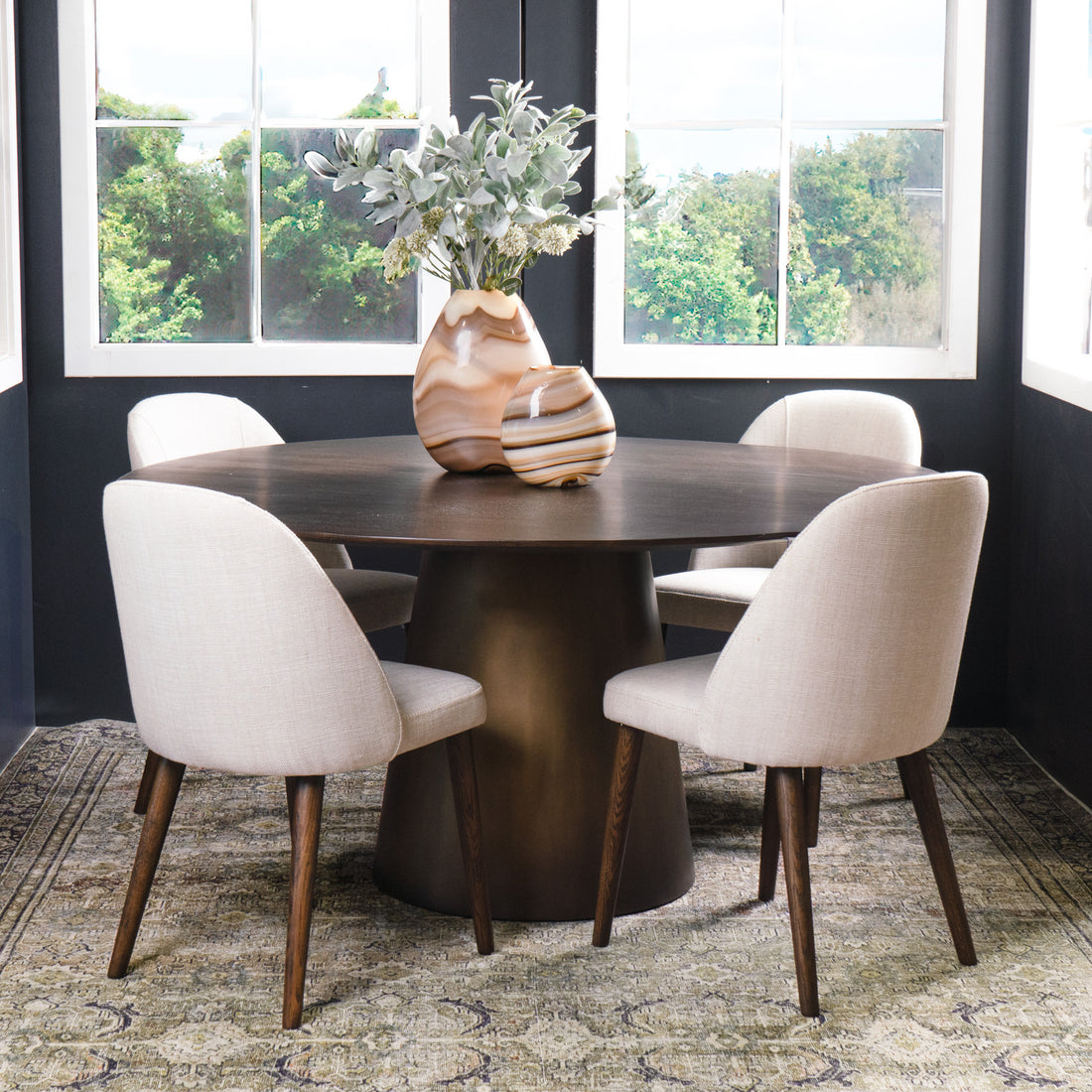 Paris Dining Chair Fabric cream with dark oak legs
