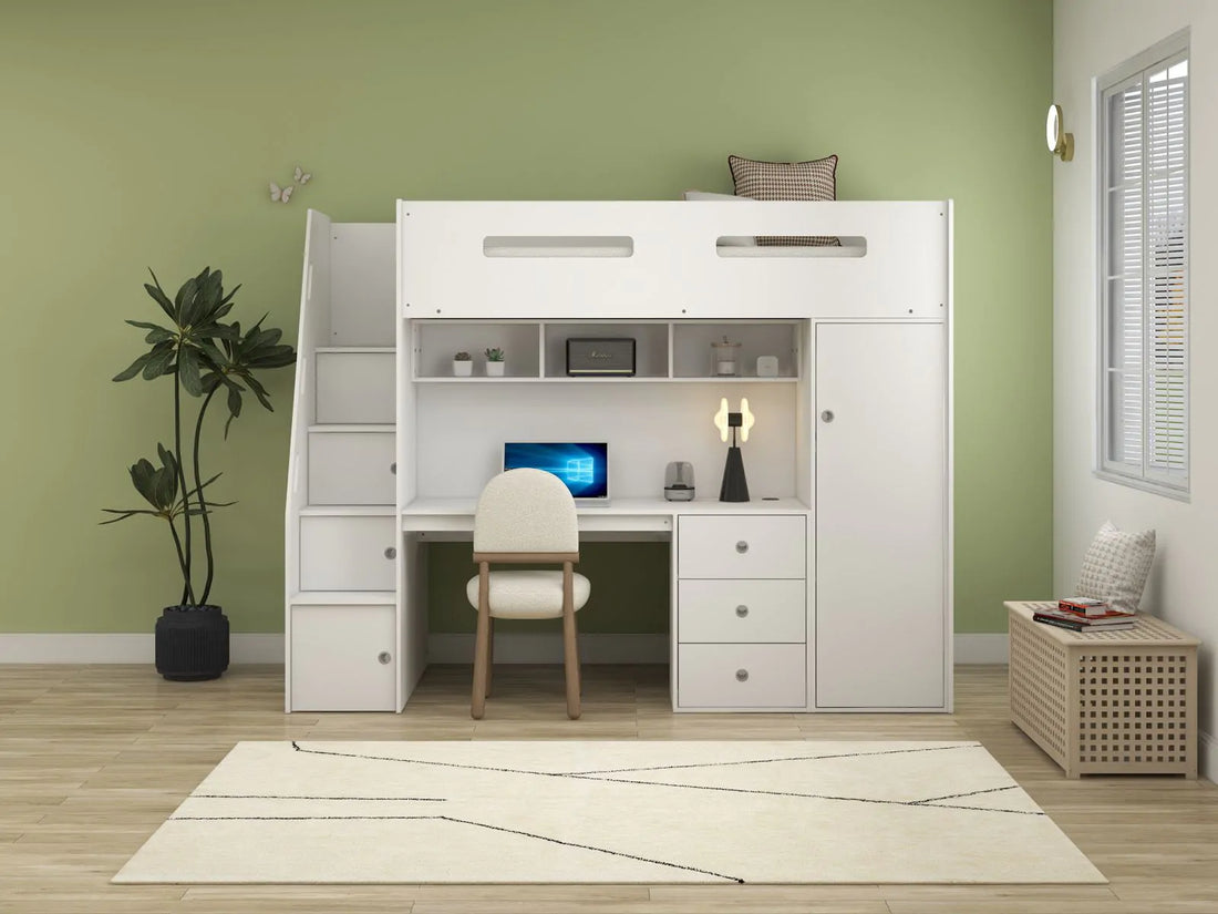 Apex Loft Bunk Bed –  Full White - Single