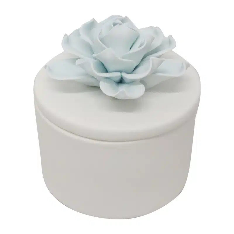 Flower Vessel w/Lid 1 White + Ice Blue (PMC24079L-IB) LeF