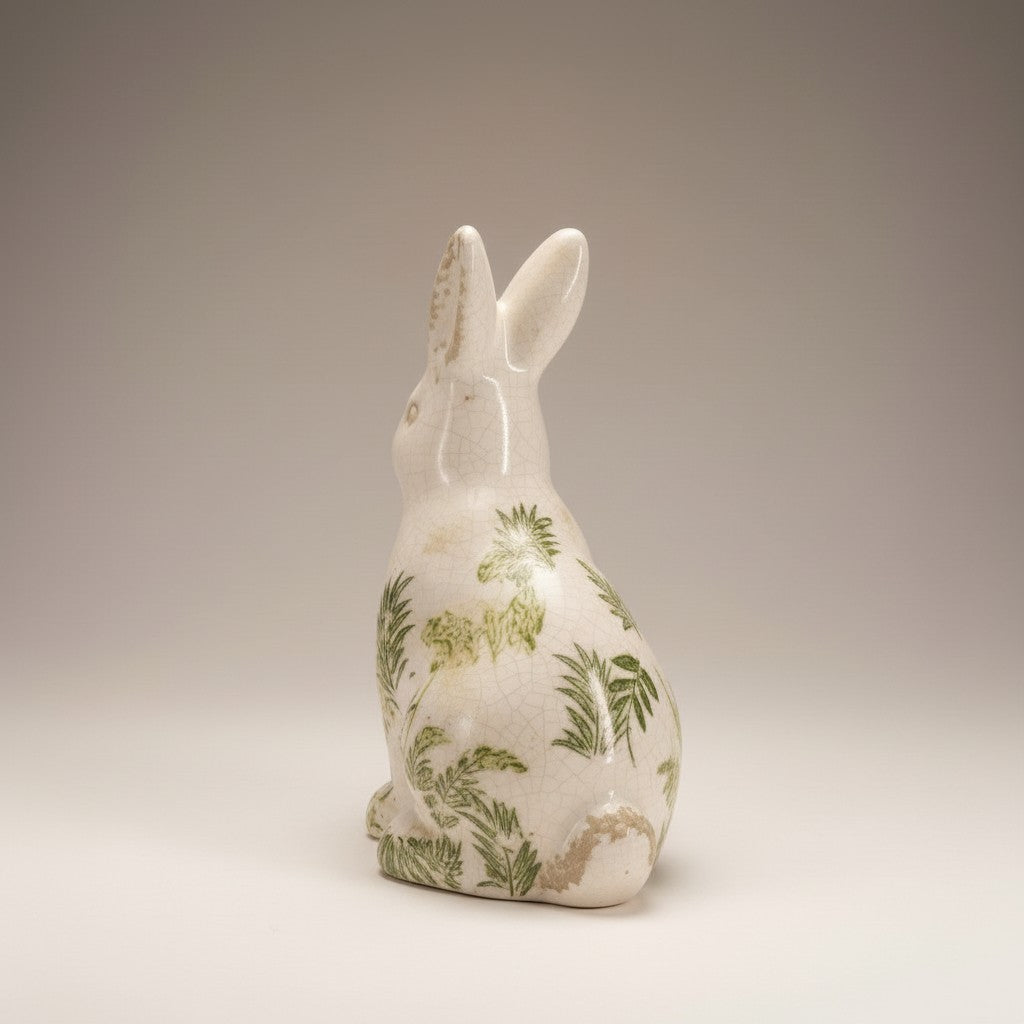 Ceramic Green Thinking Rabbit Ceramic Green Floral Rabbit (RFA-SE3025) | SuperPrice Furniture