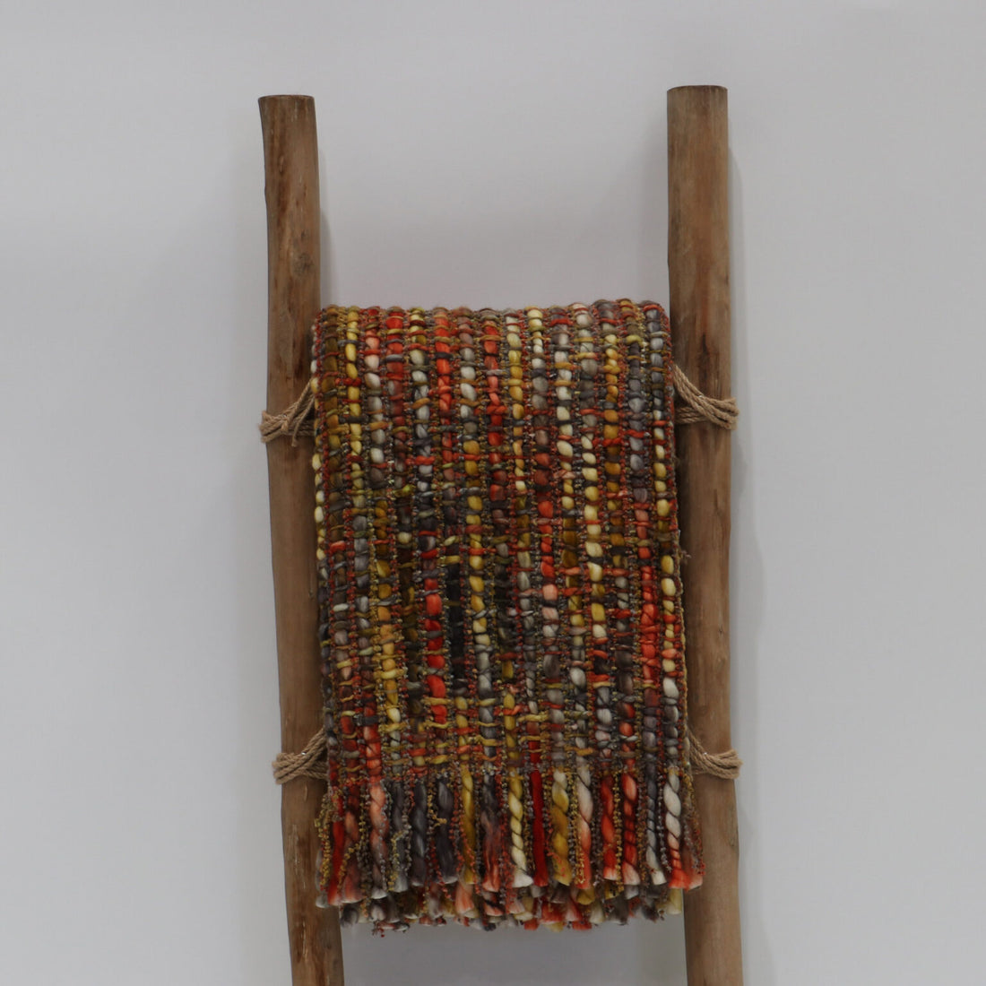 Thick/Thin Throw | Textured Acrylic Blanket 130x170cm - Orange/Grey (LeF SI25-02)