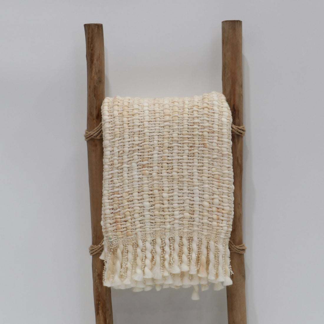 Thick/Thin Throw | Textured Acrylic Blanket 130x170cm - Neutral (LeF SI25-09)
