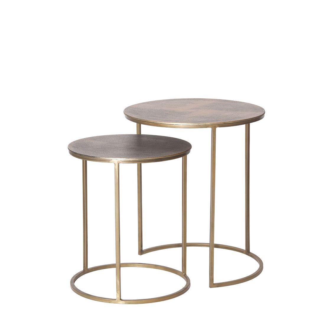 Cassablanca Aluminium & Iron Side Table Set | Antique Brass Set of 2 (LeM SLF20548)