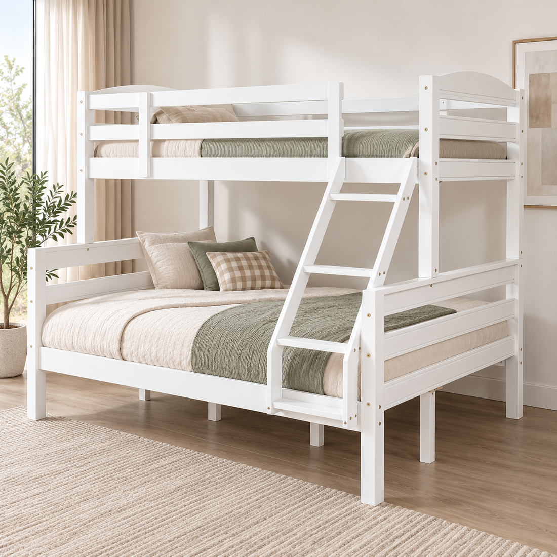 Snow Single + Double Bunk Bed White (Without Drawers)